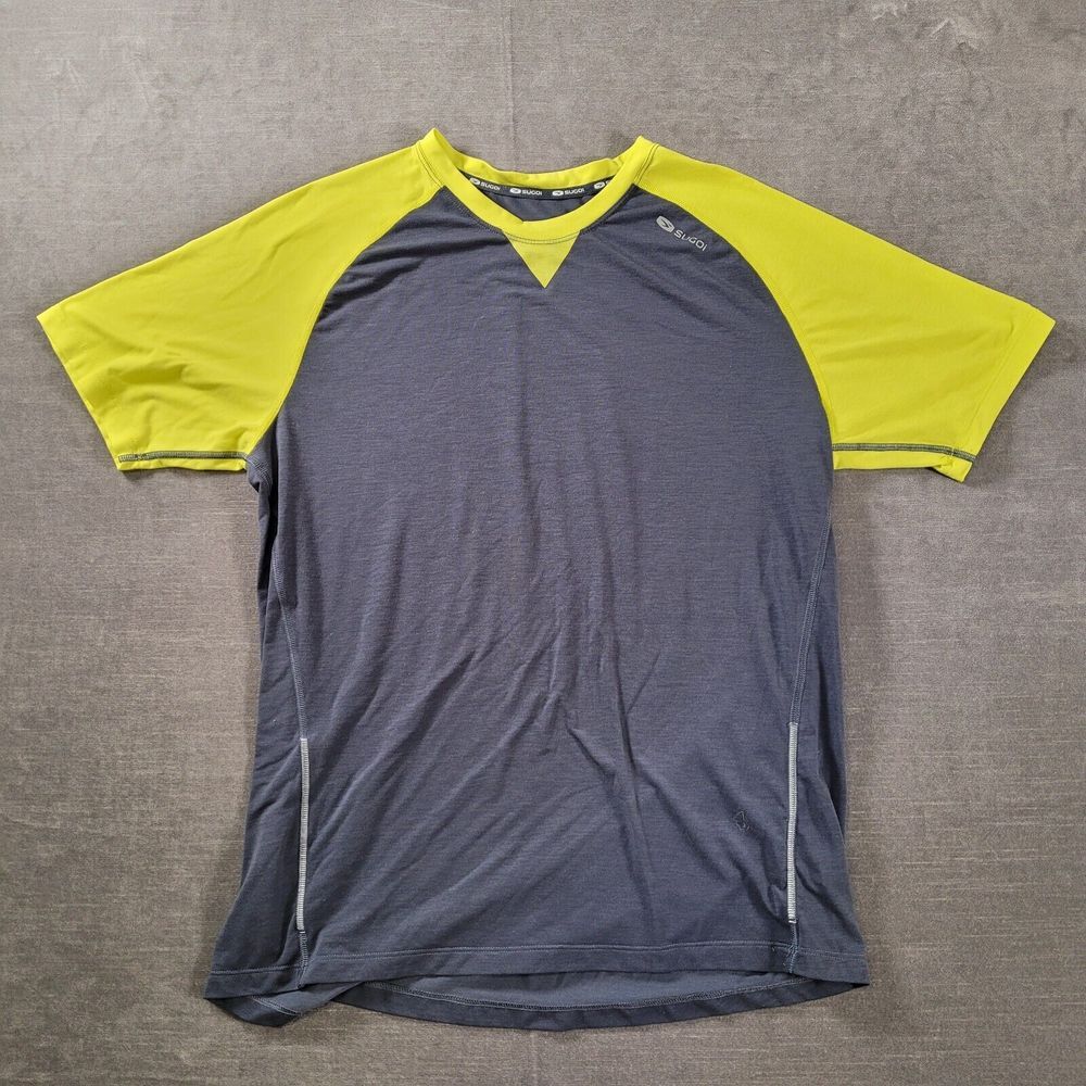SUGOI Activewear Shirt Men's Large Gray Yellow‎ Cycling